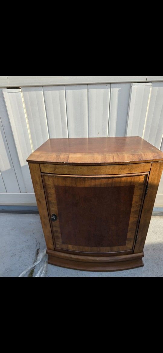 Solid Wood Cherry Drum Accent Table with Door and 2-Shelf (H:32"W26"D:19")