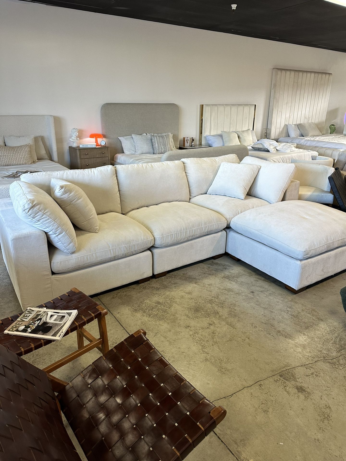 Modular Cloud Sofa Sectional With Reversible Ottoman Chaise — Warehouse Outlet Sale