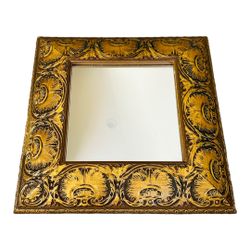 Vintage Wood Frame Mirror Square Gold Gilt Ornate Wall Mirror Art Wall Decor