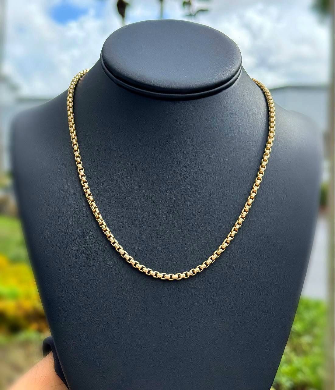 Jewelry 14k solid Yellow Gold Round Box Chain necklace 18” 12.4 grams 3.5mm