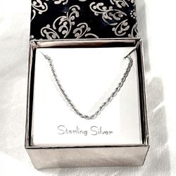 Brand New .925 Silver 8-1/2” rope design bracelet