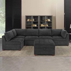 Sectional Couch Cloud Gray Modular Sofa