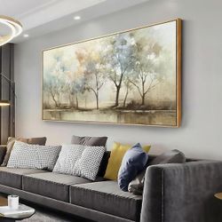 Abstract Wall Art Retro Trees Canvas Painting 30x60 Inch