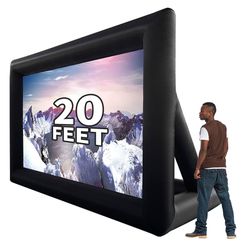 20 feet Inflatable Portable Projector Movie Screen - Huge Air-Blown Cinema Projection Screen Package with Rope, Blower,Tent Stakes - Front & Rear Proj