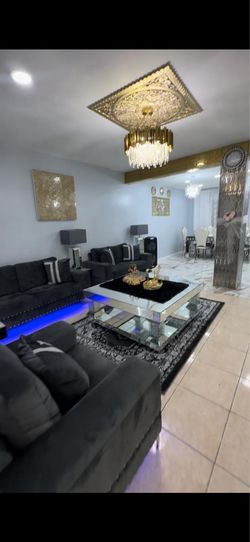 Couch set and luxury dining table with 8 chair need homes ASAP