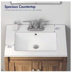 Tucson 24 in. W x 18 in. D Vitreous China Vanity Top in White with 3 Faucet Holes (4 in. Centerset)