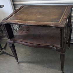 Antique Table With Leather Top