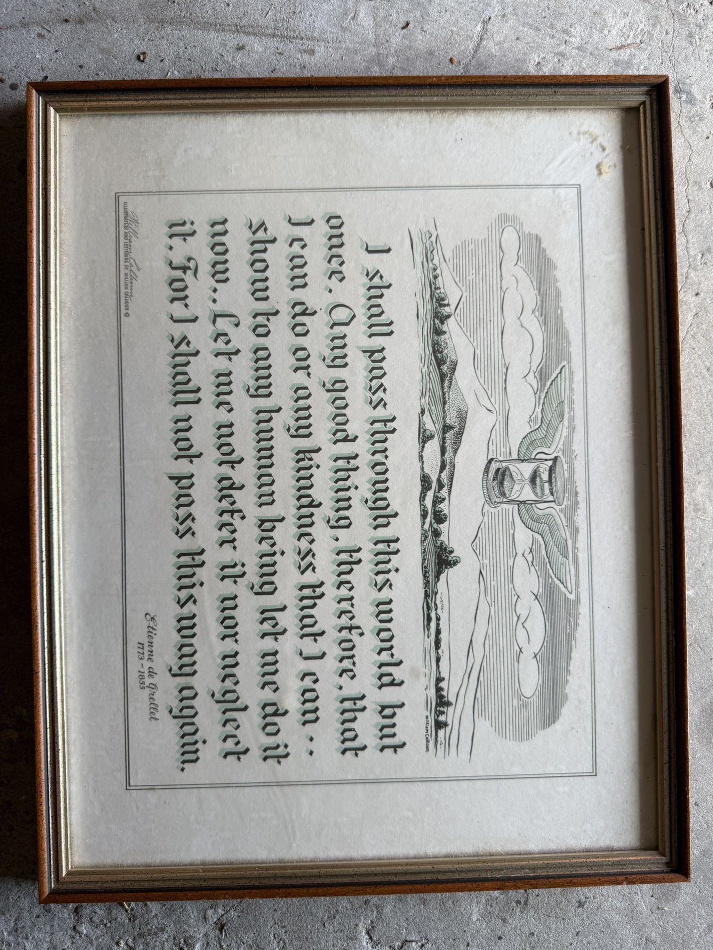Antique 15”x12” Etienne de Grellet framed quote