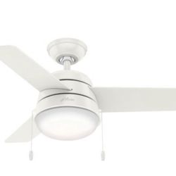 Hunter Aker 36 in. LED Indoor Fresh White Ceiling Fan with Light