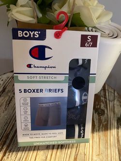 Champion Boys’ Soft Stretch Boxer Briefs 5-Pack – Size S 6/7