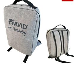 "Avid For Possibility" Large Backpack Durable Gray Oxford Heather 10.5"x15"x4.5". Added Reinforced Straps.
