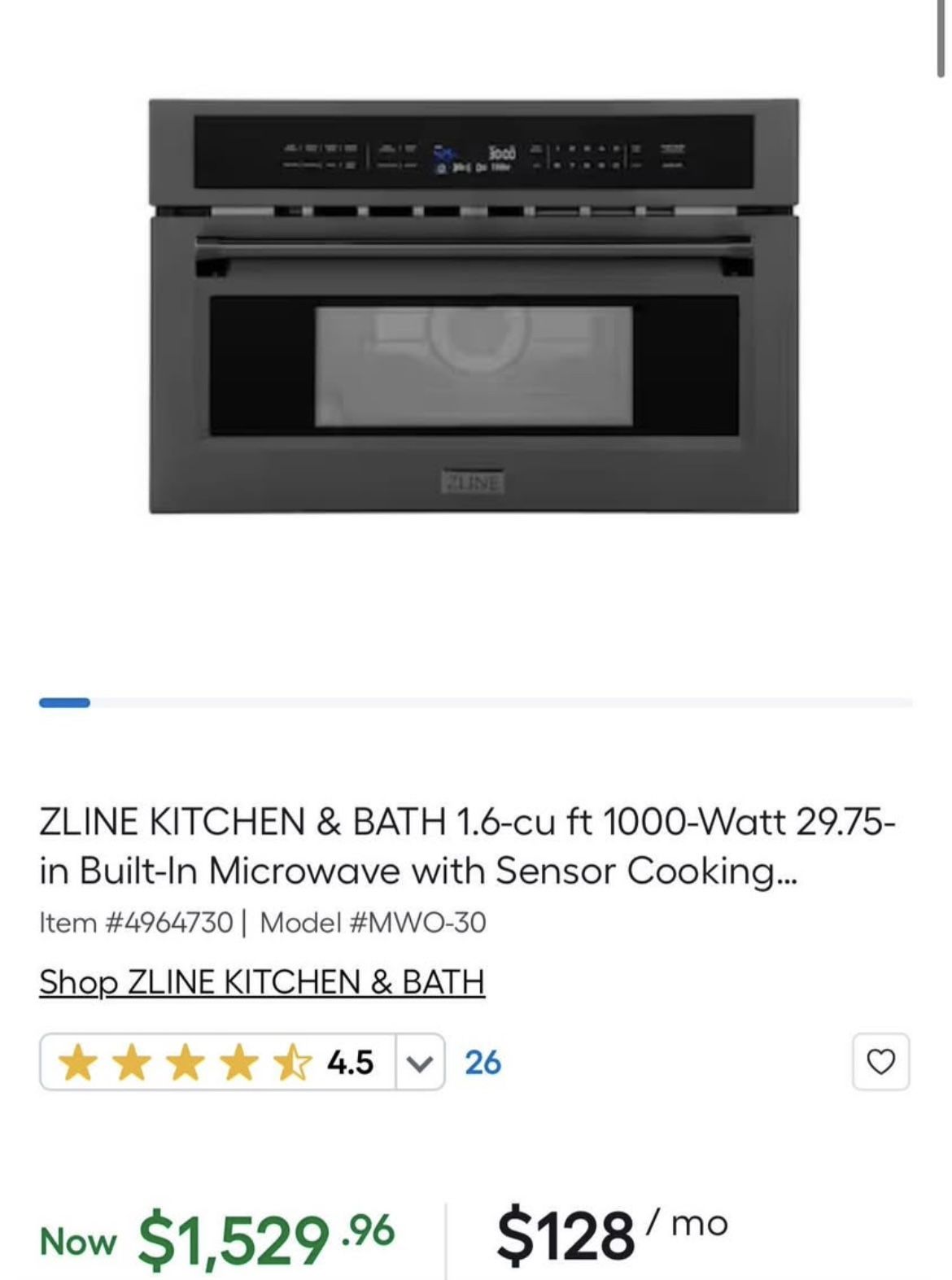 NEW ZLINE 30” Built-in Convection Microwave Oven BLACK Stainless STEEL MWO-30