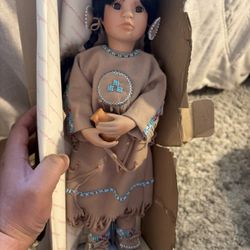 Vintage 90’s American Diary Doll By Linda Mason Native American 1991 Many Stars