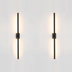 Only Suitable for Small Junction Box Set of 2 Hardwired Dimmable Long Black Tube Wall Sconce Linear Vanity Wall Light for Bathroom Bedroom Living Room