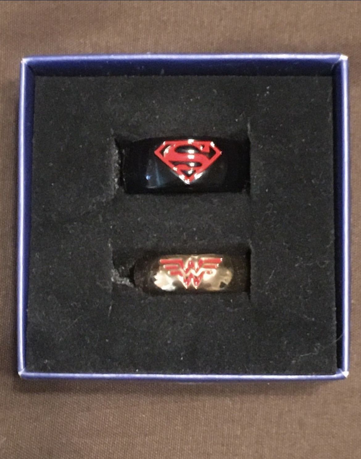 DC Superman And Wonder Woman Wedding Band Rings