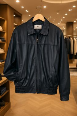 Vintage Navy Blue Butter Leather Jacket Size M