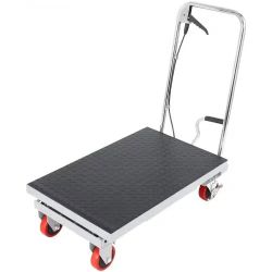  Hydraulic Lift Table Cart, 500lbs Capacity 28.5" Lifting Height, Manual Single Scissor Lift Table with 4 Wheels and Non-slip Pad, Hydraulic Scissor C