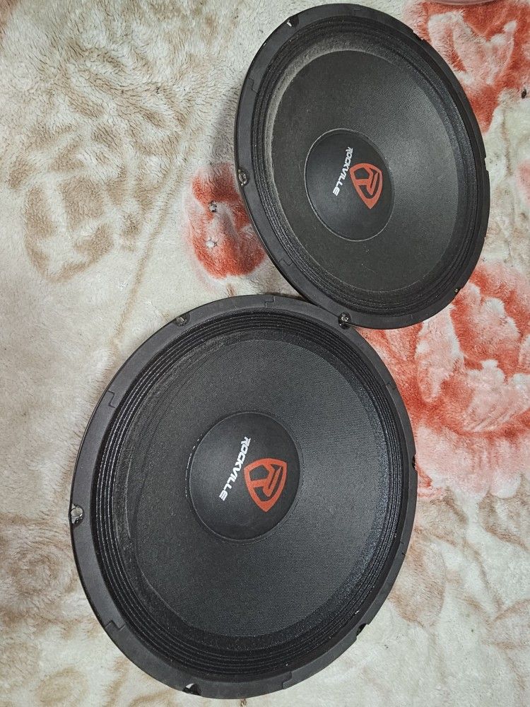 Two ten inch Rockville Speakers Hard Hitting I'll Play Them For You To Hear