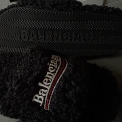 Balenciaga fur slides