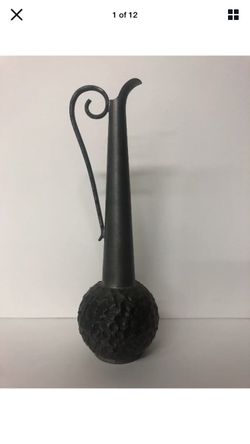 Vintage pewter pitcher vase Norway 11”