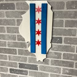 Illinois Wood Art Chicago Flag