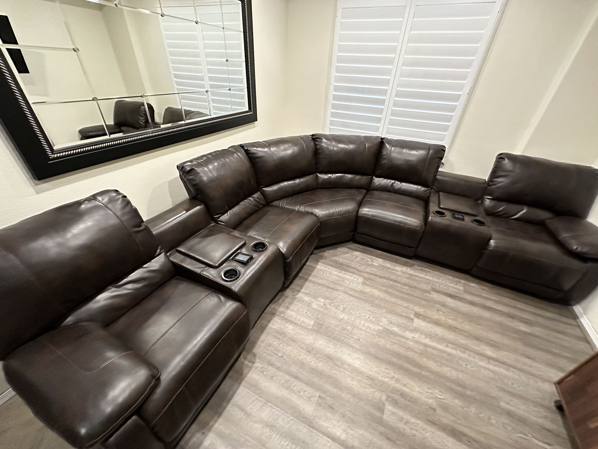 7/8 Seat Hallettsville Faux Leather Sectional