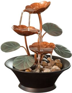 Water Lily Water Fountain Tabletop Decor, Indoor, Compact and Lightweight, Small
