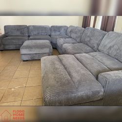 7- Pieces Gray color Corduroy Moduler Sofa set
