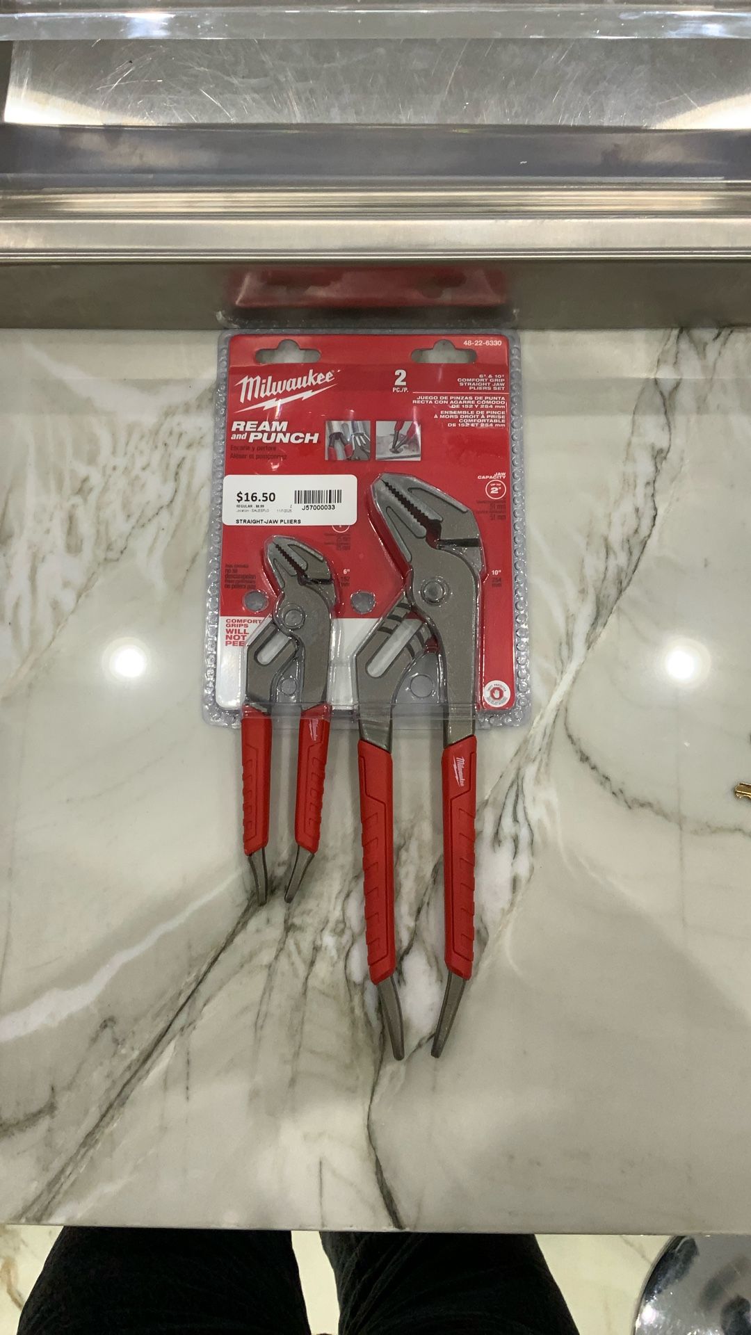 Brand New Comfort Grip 6” & 10” Straight Jaw Pliers Set