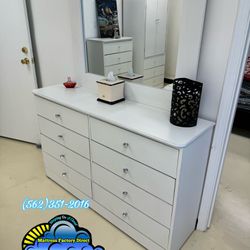 White Dresser With Mirror Diamond 