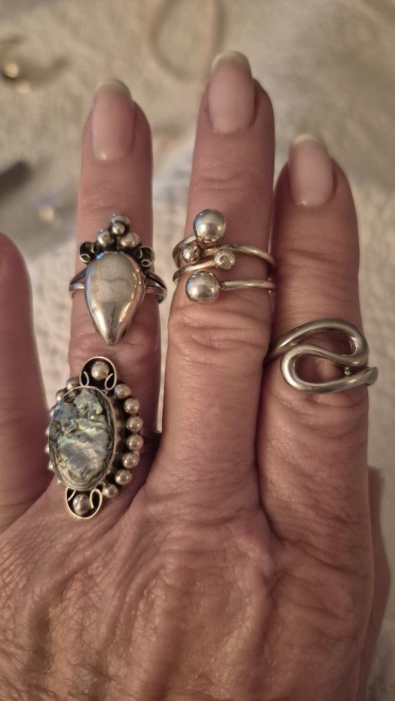 Vtg.Sterling Silver Rings- Sz7