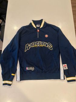 Bape AAPEUNVS" Half-Zip Pullover Windbreaker Jacket in Navy/Yellow.