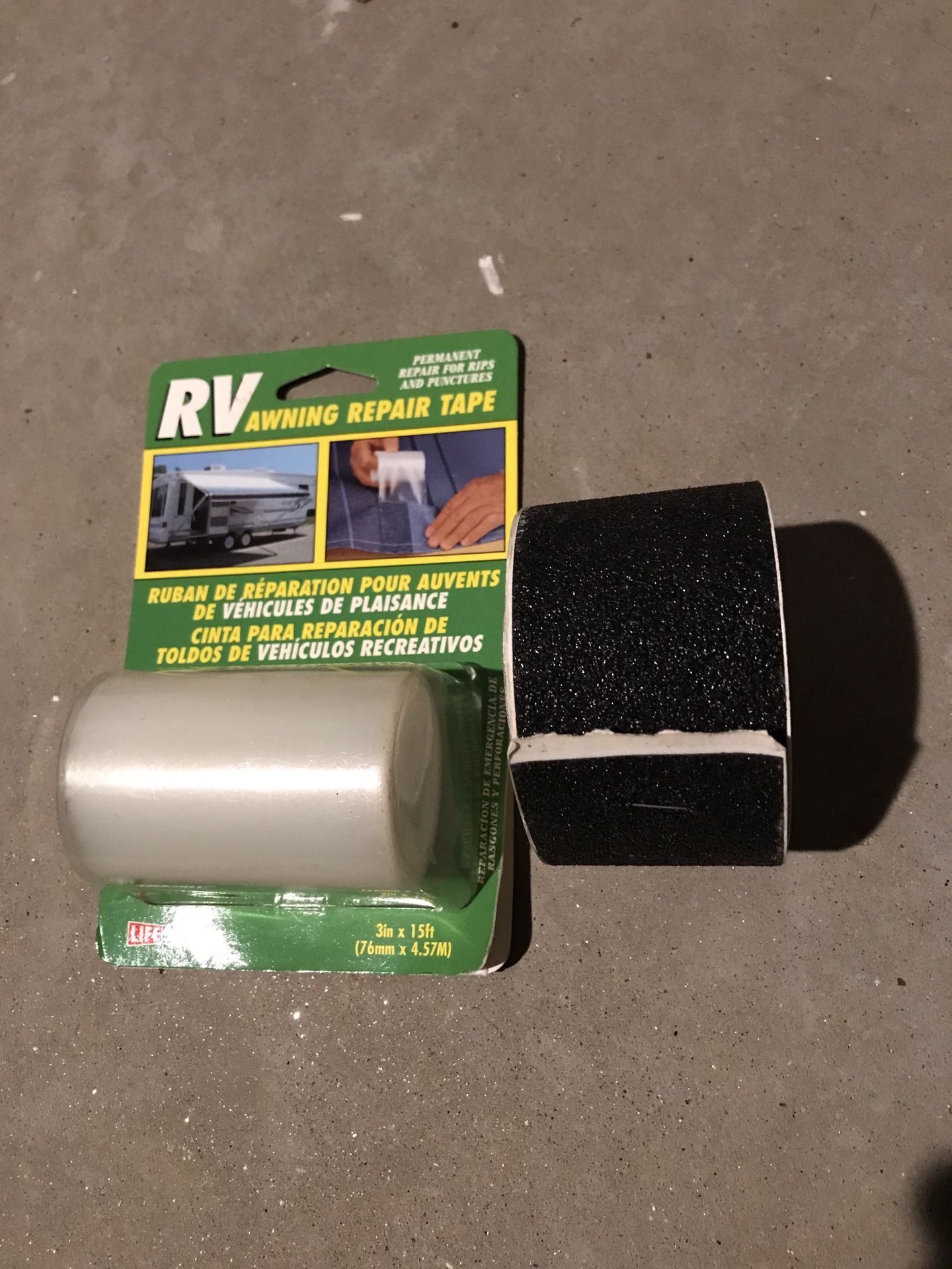 RV awning repair tape (opened, small strip used) & Step grip tape - TV