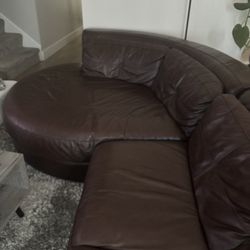 Leather Sectional couch Brown