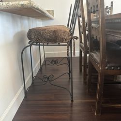 Two Custom Rot Iron Counter Height Bar Stools