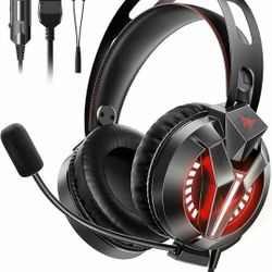 Combatwing Pc Gaming Headset with Microphone & Led Light,Stereo Bass Surround Soft Memory Earpads