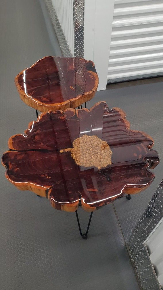 Live Edge Cedar end side table pair