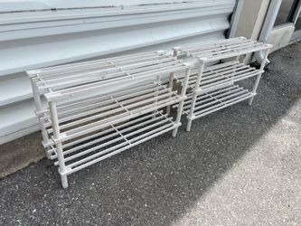 $20 for both! Two Wooden Shoe Organizer Rack Shelf Shelves! Good condition!  10x29x18in