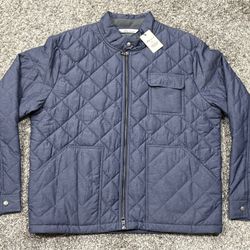 Men’s PETER MILLAR ‘Norfolk’ Navy Blue Quilted Bomber Jacket - Size XL 