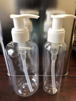 8oz-4oz Plastic bottles with pump.