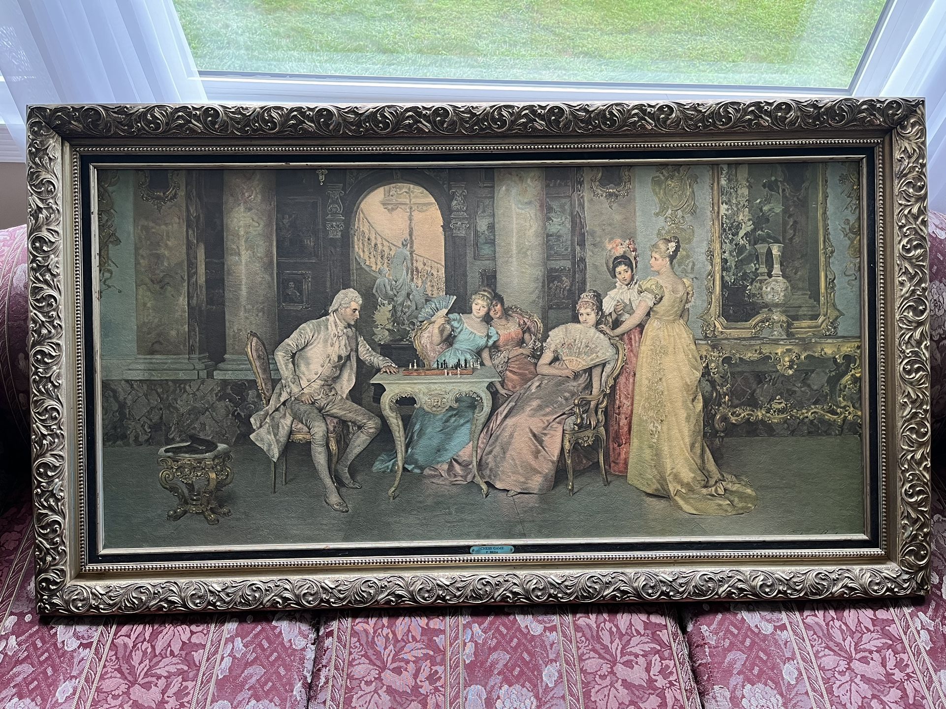 Vintage Print - The Chess Game By F. Beda
