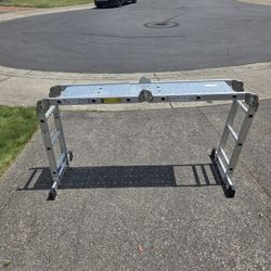 Collapsible ladder with platform attachment