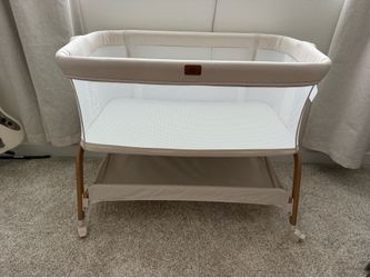 Baby Bassinet Bedside Crib, 3-in-1 Baby Bassinet Bedside Sleeper with Mattress and Soft, Breathable Sheet, Full-Mesh Sides, 6-Height Adjustable, Stabl