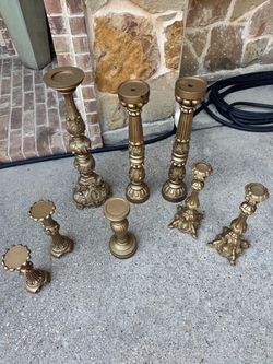Gold Ornate Candlestick Holders Set of 8