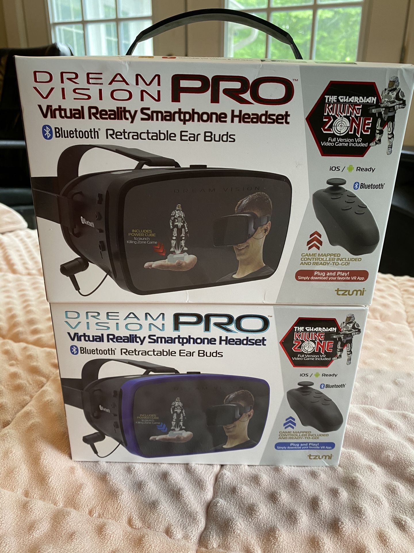 Virtual Reality Headset with Bluetooth And Retractable Ear buds And controller