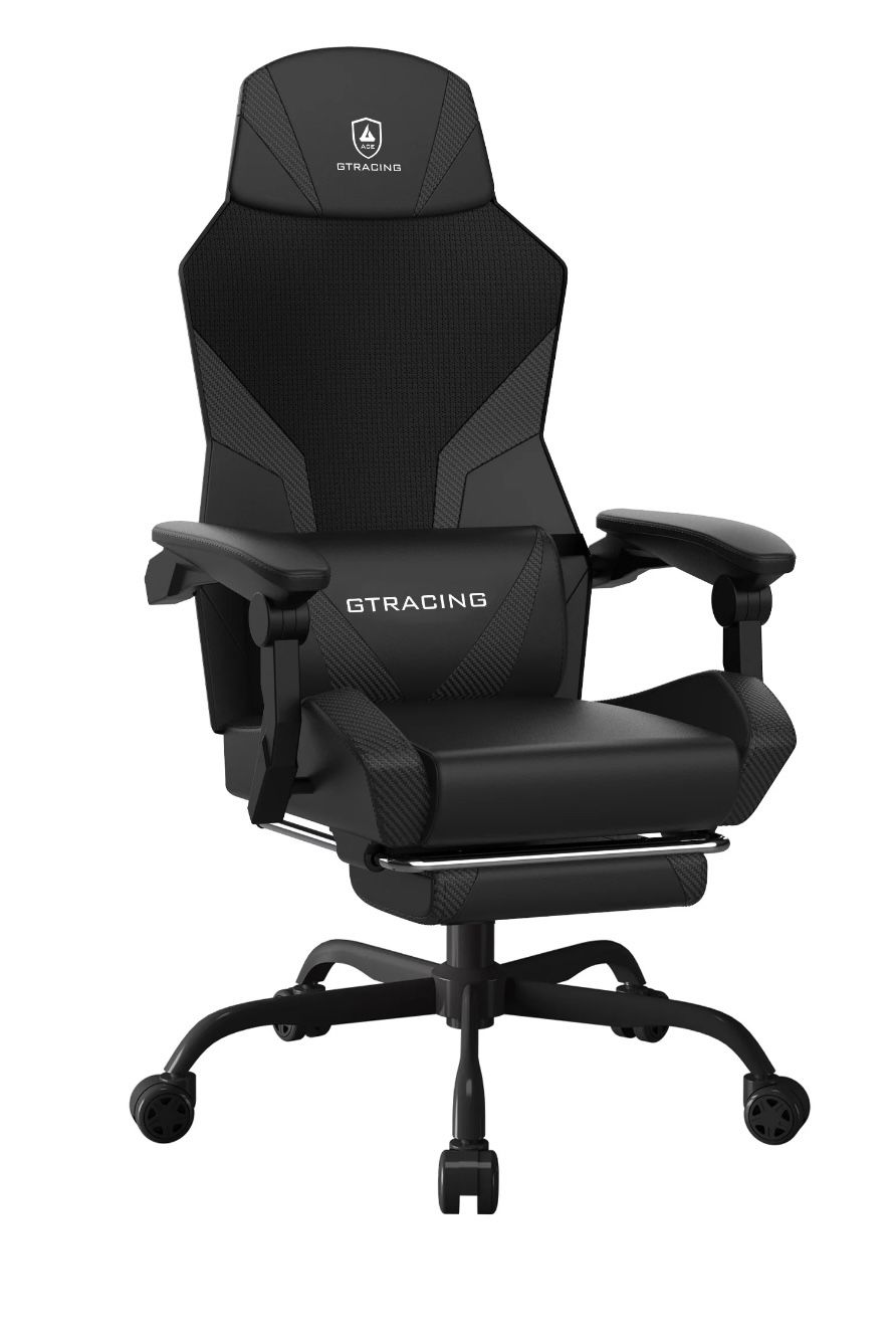 GTRACING LUFT-400 Mesh & Faux Leather Office Gaming Chair with Footrest