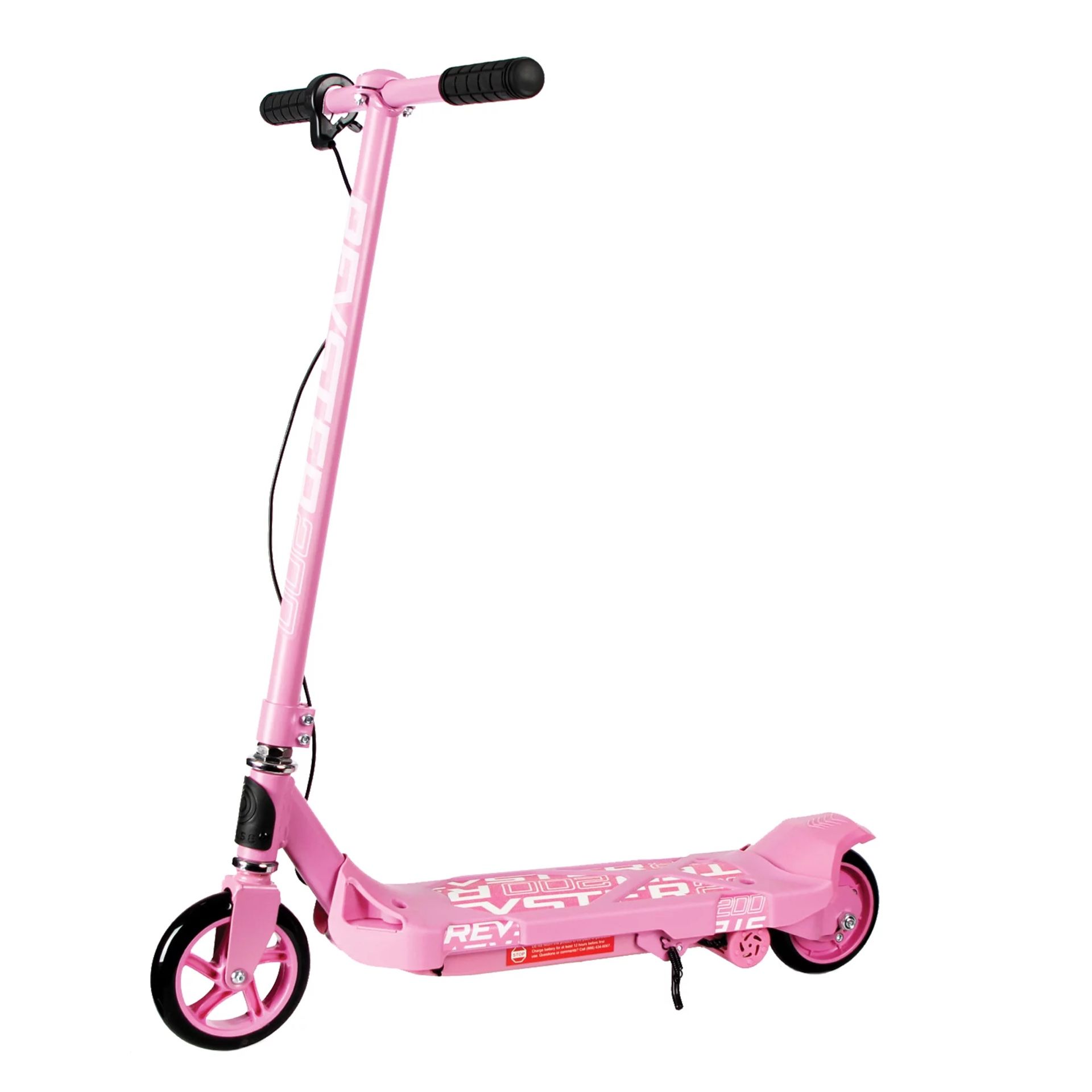 Pulse Revolution, Revster 200 Kids 2-in-1 Electric & Kick Scooter, Ages 8+, 12V battery, 8 MPH, 130mm Cast Polyurethane Wheels, Rear Brake Red -