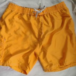 Men’s XL Uzi VINTAGE Swim Trunks Orange Drawstring Lined

