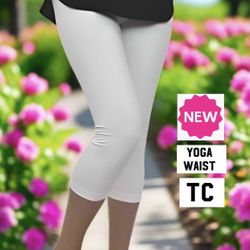 NEW Womens White Capri Leggings Soft As Lularoe OS/TC