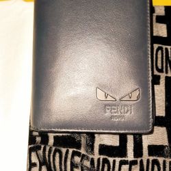 FLASH SALE FENDI Navy Monster Eyes Long Bifold Wallet w/Dust Bag & Box